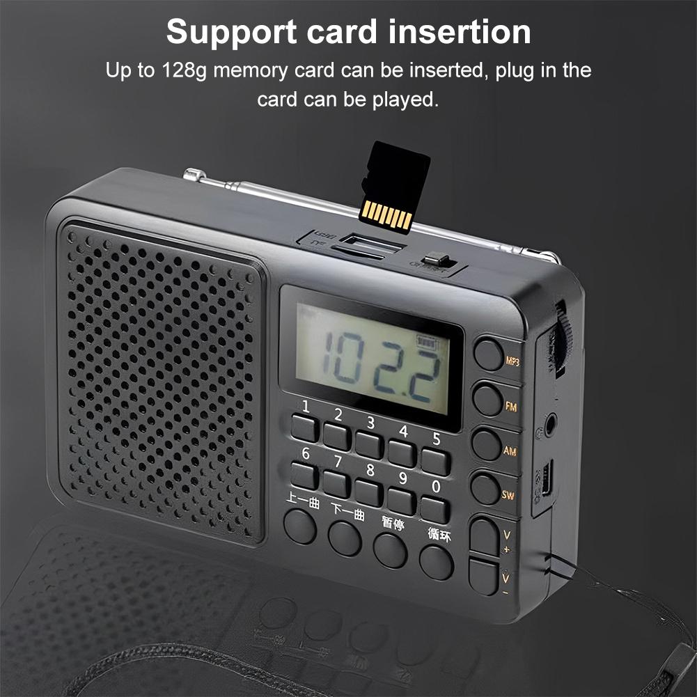 Портативный FM/AM/SW Приемник со светодиодным экраном Карманное радио Поддержка TF-карты USB-накопителя Подарки для пожилых людей