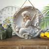 Cute Angel Pattern Pendant, Home Wall or Door Decoration, 2d Flat Wooden, Christmas Decoration, Gifts for Friends and Family