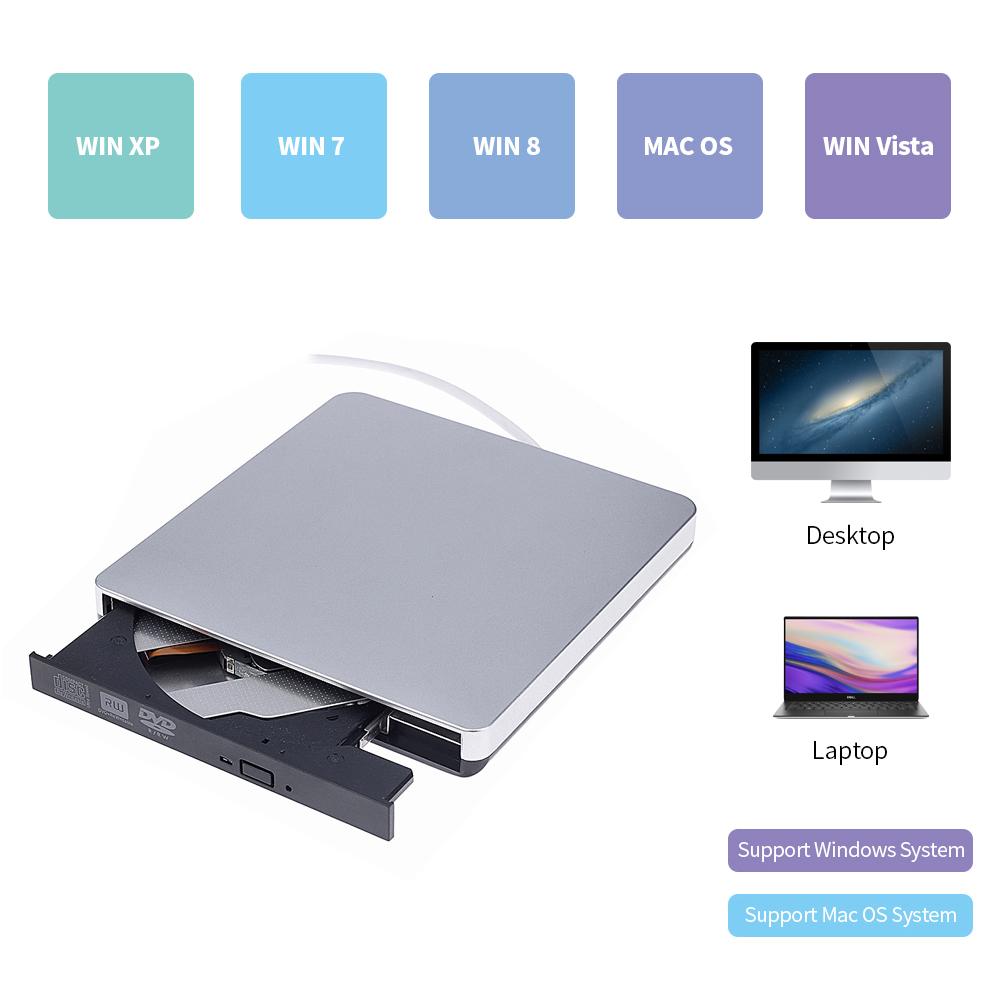 USB 3.0 Ультратонкий внешний оптический привод CD-RW Устройство записи DVD-RW CD/DVD-плеер Портативный DVD-диск