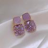 Korean Retro Purple Square Diamond Earrings - 2022 Trendy Style