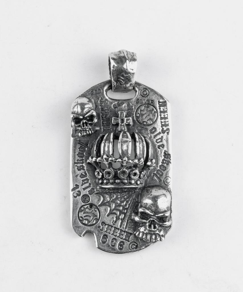Sheen666 Crown Dog Tag Silver Pendant