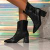 Fashion Sexy Black Pointed Toe Snake Print Ankle Boots Women Fashion Sequins Buckle Thick-sole Modern Boot Cozy Large Size Designer Boot