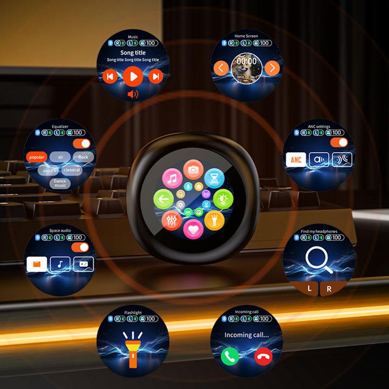 Беспроводные смарт-наушники с функцией шумоподавления ANC, сенсорный экран, гарнитура с большой емкостью, Hi-Fi стерео музыка с микрофоном, наушники с низкой задержкой