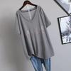 Extra Large Size T-shirt Women's Summer V-neck Clothes Fashion Loose Diamond-studded Letter Short-sleeved T-shirt Women