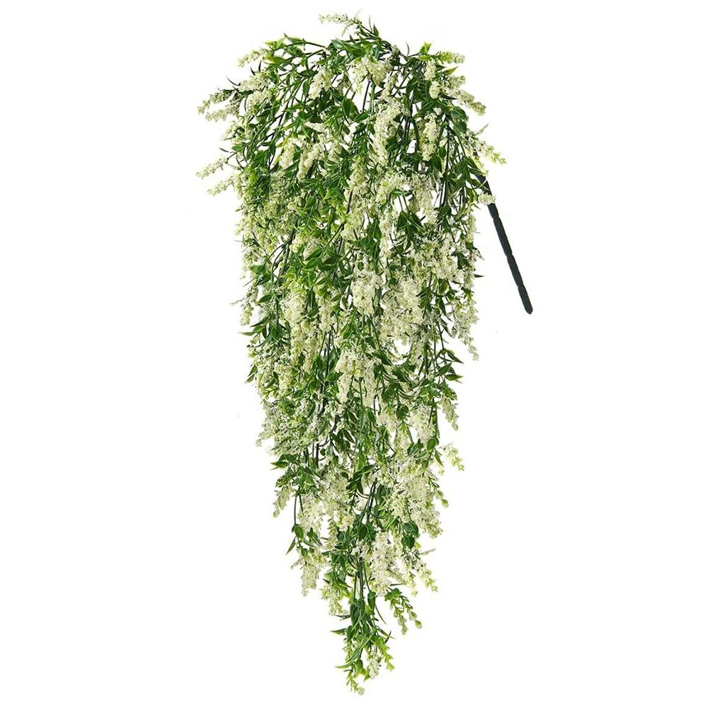 1/2pcs Lavender Wall Hanging Plastic Rattan Artificial Flowers Living Room Bouquet Wedding Decoration Plants Basket Cane Vine