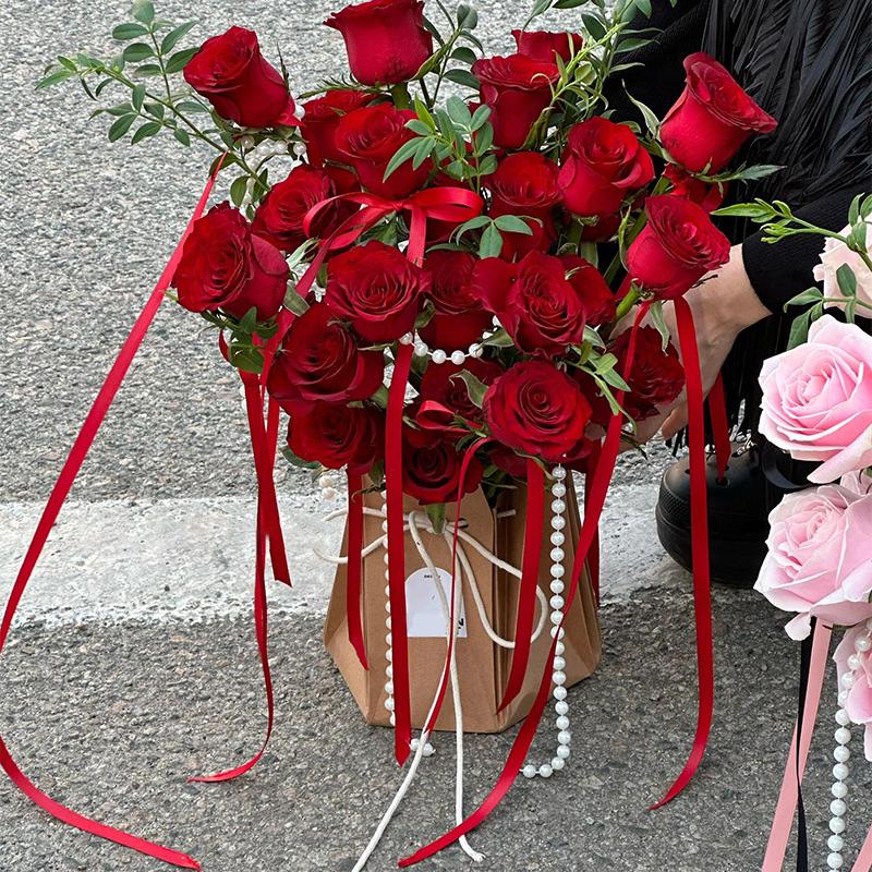 New Rose Bouquet Flower Arrangement Bag Flower Tote Bag Waterproof