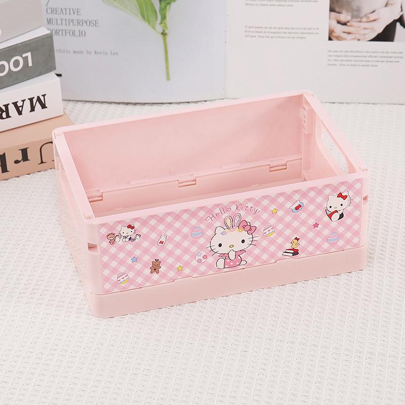 Складной пластиковый настольный ящик для хранения с рисунком Hello Kitty, Kuromi, Cinnamoroll для офиса и дома