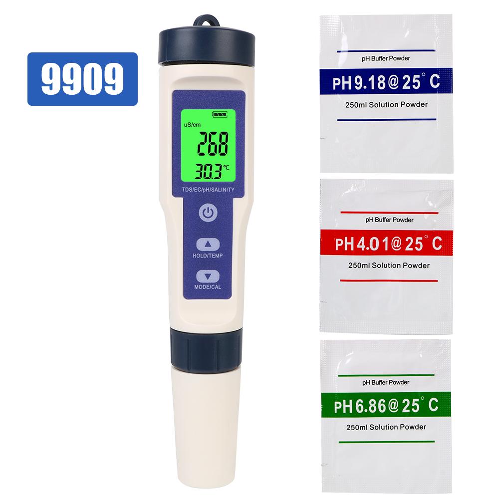 Temperature Hydrogen-rich Meter Purity Measure Tool 5 In 1 PH/TDS/EC/SALT/TEMP Water Quality Detector