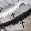 Готическое кружевное цветочное колье-чокер для женщин - Панк-волан с подвеской-крестом, Эластичное, Милое для чаепития, выпускного вечера