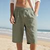 Linen Shorts Drawstring Solid Color Breathable Daily Beach Casual Shorts for Men Shorts