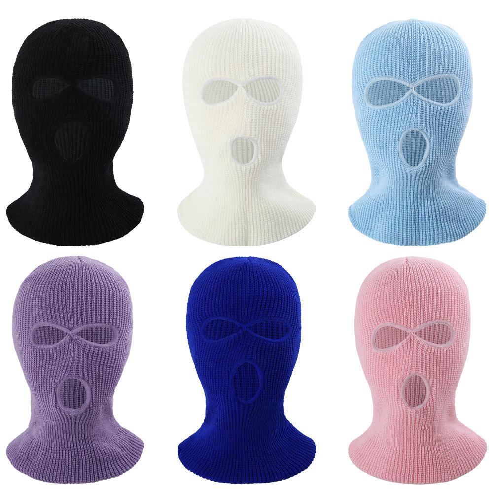 Winter Climbing Three-Hole Woolen Balaclava - Full Face Windproof Mask for Outdoor Cycling