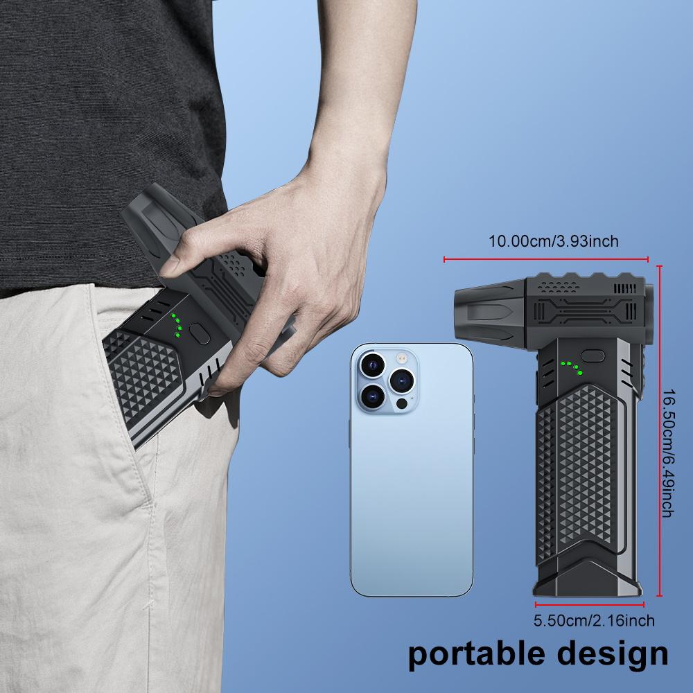 Электрический воздуходув 400000 об/мин Мощный вентилятор Выдув и всасывание 2 в 1 Портативный турбо-вентилятор Выдув снега Чистящий воздуходув Инструмент B002 Зарядка Type-C