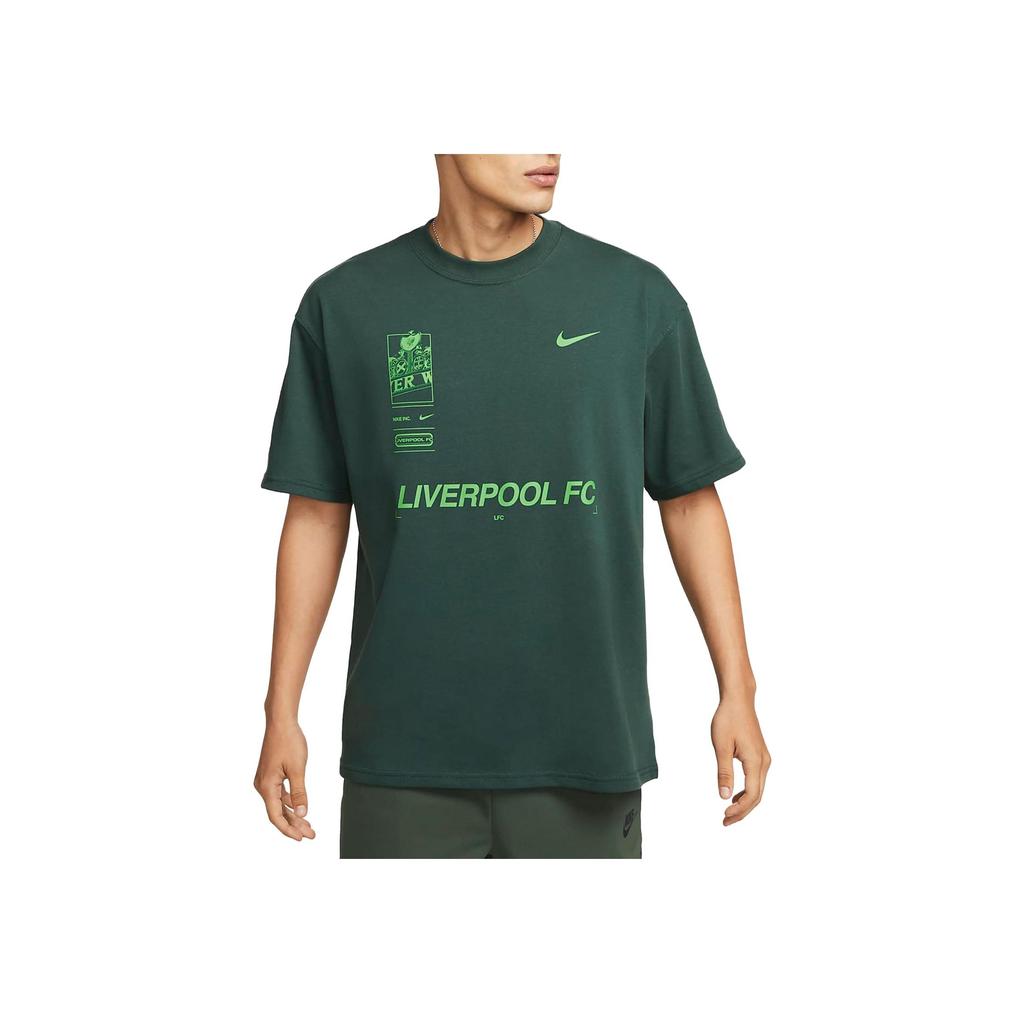 Nike Liverpool Graphic Print Short Sleeve Football Shirt Men Tops Professional-Green FQ1545-397