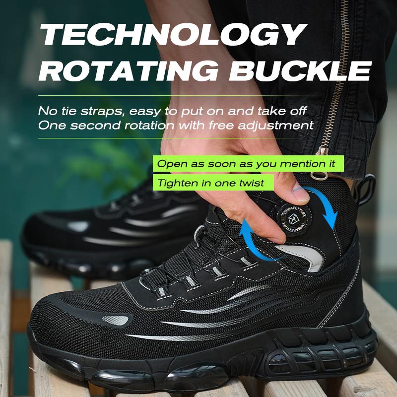 Rotary Buckle Work Sneakers Protective Shoes Lightweight Safety Shoes Puncture-Proof Anti-smash Steel Toe Shoes Work Boots