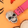Панк Ремень с Пряжкой в виде Черепа для Брюк Ремень с Пряжкой из Страз для Джинсов Ремень для Уличных Танцев Женский Мужской Унисекс Аксессуары для Талии
