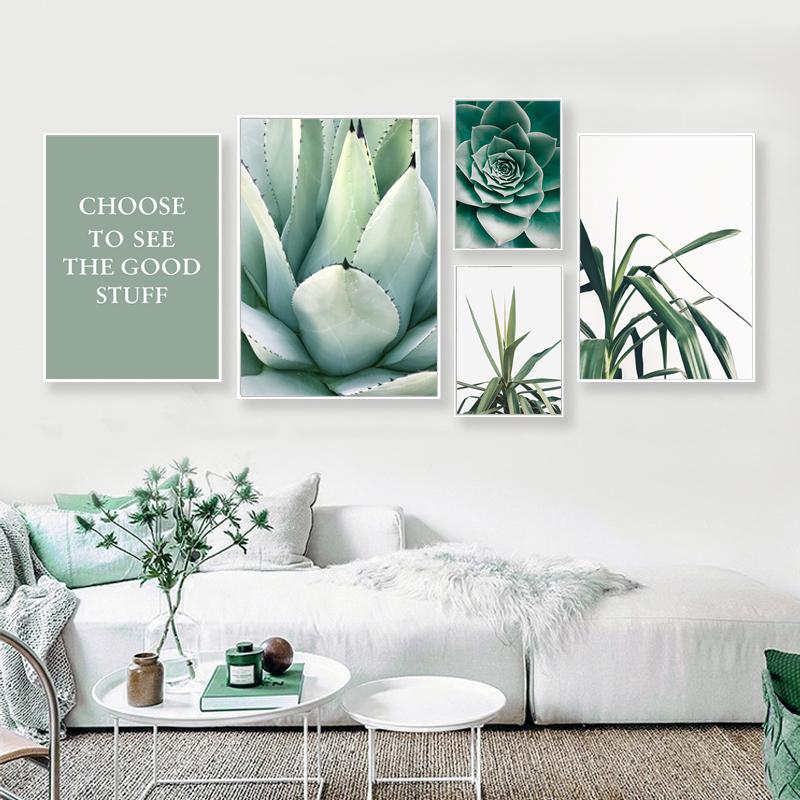 Абстрактное зеленое растение, природа, холст, живопись, скандинавское настенное искусство, листья, постеры, принты, цитаты, картинки для гостиной, домашний декор