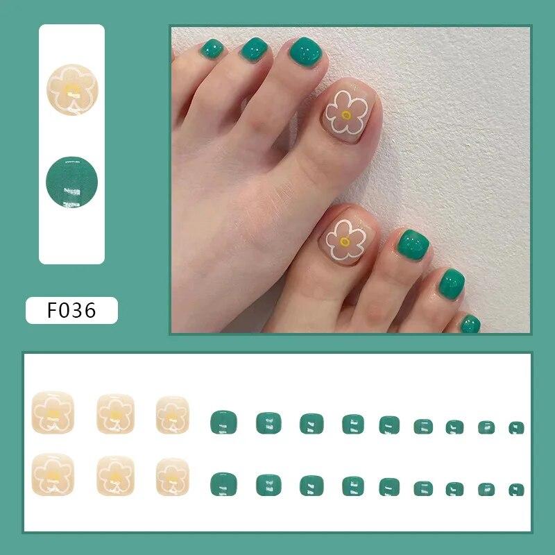 Nail Art Patch Glitter Simple White Edge French Toe Nail Piece Накладные ногти Pure Desire Wind Short Съемный носимый ноготь