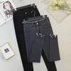 Large Women's High Waist Slim Gray Jeans for Early Autumn 2022