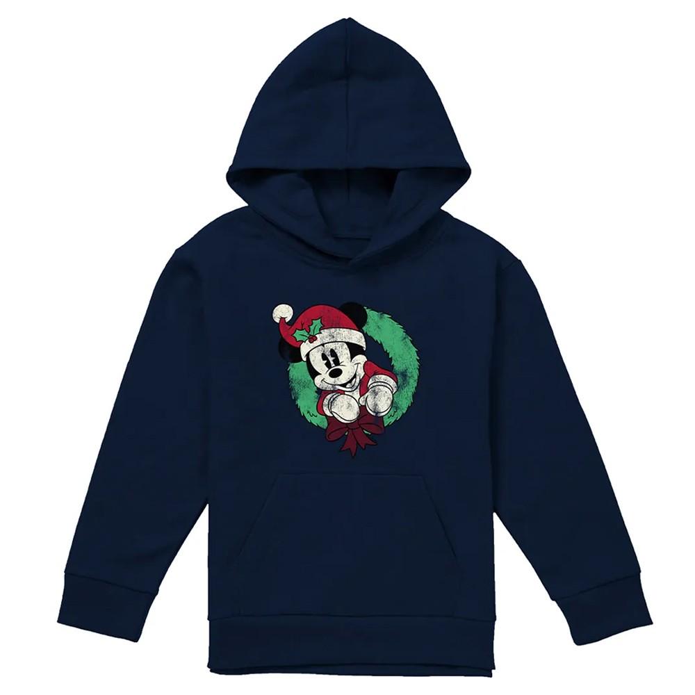 Mickey Mouse Childrens/Kids Vintage Wreath Christmas Hoodie