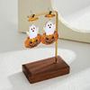 Eye-catching Retro Ghost Face Pumpkin Earrings Featuring Dazzling Rhinestone Embellishments