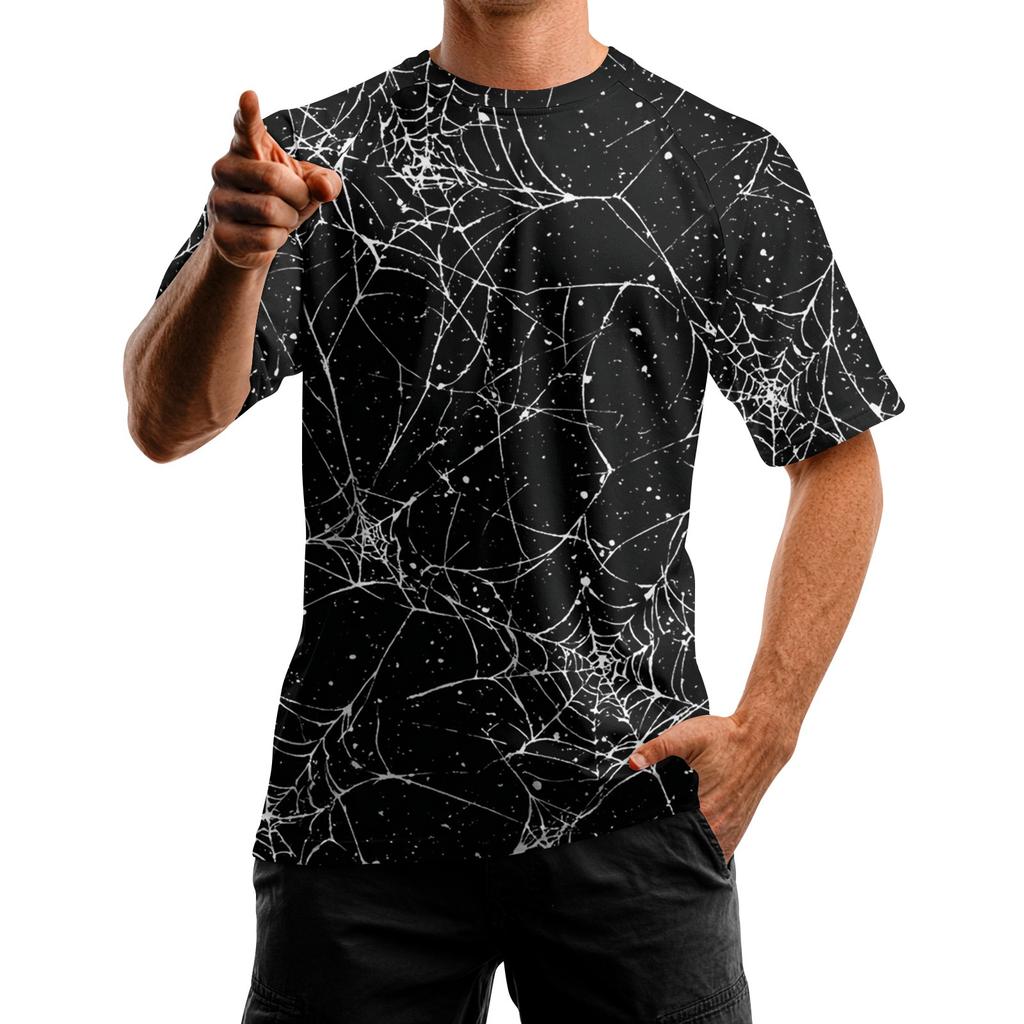 Men's Halloween Printed Round Neck Raglan Short Sleeve Top T-Shirt