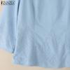 ZANZEA Women Casual Round Neck 3/4 Sleeve Loose Lace Splice Blouse