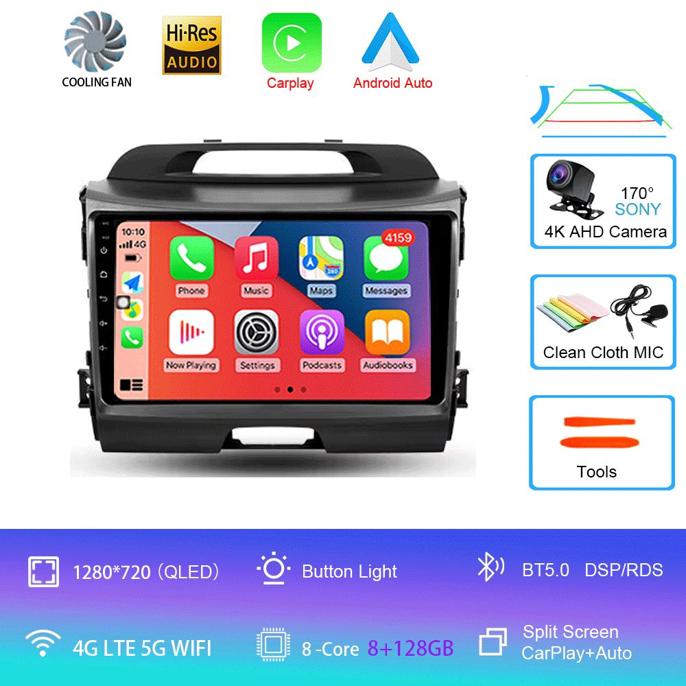 Для KIA Sportage 3 2010-2015 2016 Автомагнитола Android 14 Беспроводной CarPlay Auto 4G+WIFI Мультимедийный Видеоплеер GPS 2din Автомагнитола