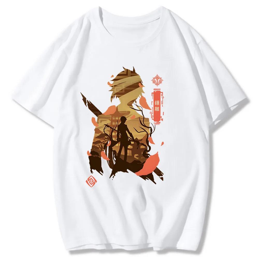 Genshin Impact T Shirt Hu Tao Xiao Kaedehara Kazuha Printing T-shirt Unisex Harajuku Vintage T Shirts Tops Men Short Sleeve