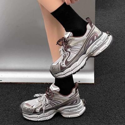 Мода 2024 года, осень, новые популярные женские повседневные туфли на шнуровке, на толстой подошве, дышащие, нескользящие, с низким верхом, женские спортивные туфли