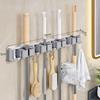 Multi-Purpose Hooks Mop Rack Wall-Mounted Mop Storage Box Broom Hanger Hook Bathroom Waterproof Wall Aluminum Alloy Bore Hook