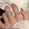 Elegant Vintage Style Double Layer Open Ring With Zircon And Pearl For Women