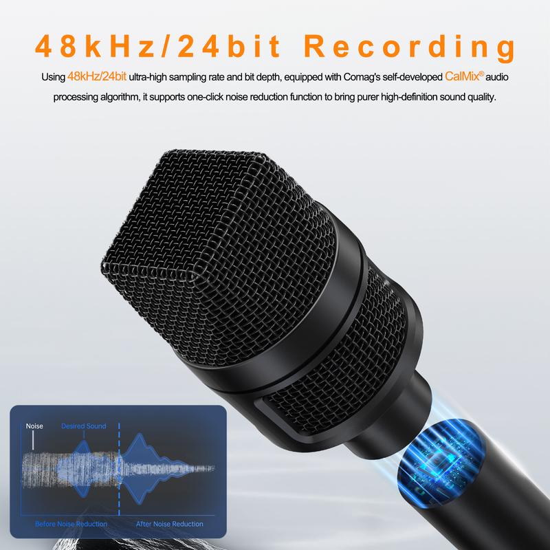 COMICA Revo S Cardioid Wireless Interview Microphone for Smartphone 48kHz/24bit Noise Reduction Outdoor Interview Microphone