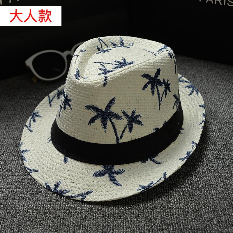 Модель «родитель-ребенок», шляпа Beach Wind Travel Coconut Tree Printed Papyrus Jazz Hat, шляпа-панама Seaside Sun для мужчин и женщин