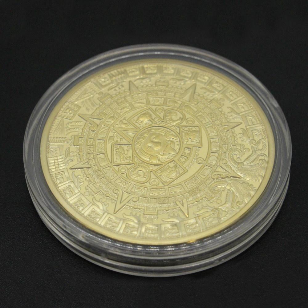Памятная монета Мексиканский календарь майя Позолоченные монеты Коллекция