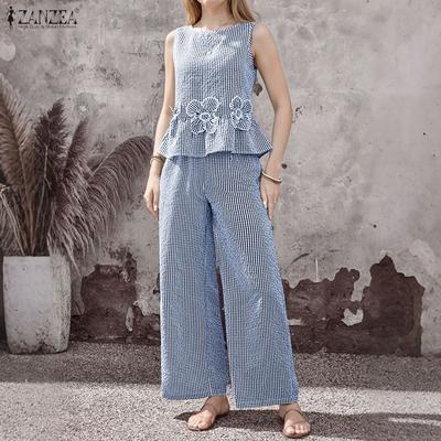 Женские безрукавки, топы и брюки, летние комплекты из двух частей
