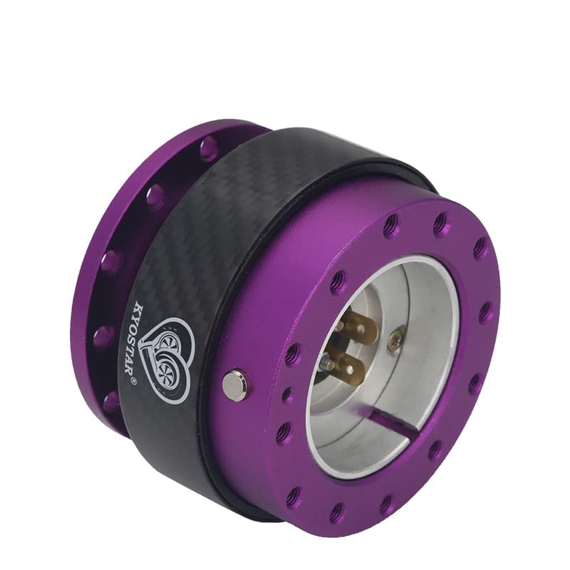 Kyostar 100% Real Carbon Fiber Steering Wheel Quick Release Hub Adapter Snap-Off Booster Kit (Purple)