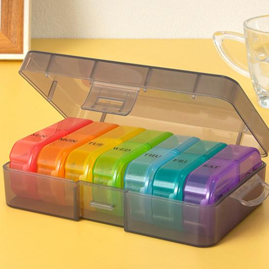 Pill Box Classified Travel Accessories Large Capacity Weekly Travel Capsule Tablet Organizer Case Durable Organization Wear Resistant