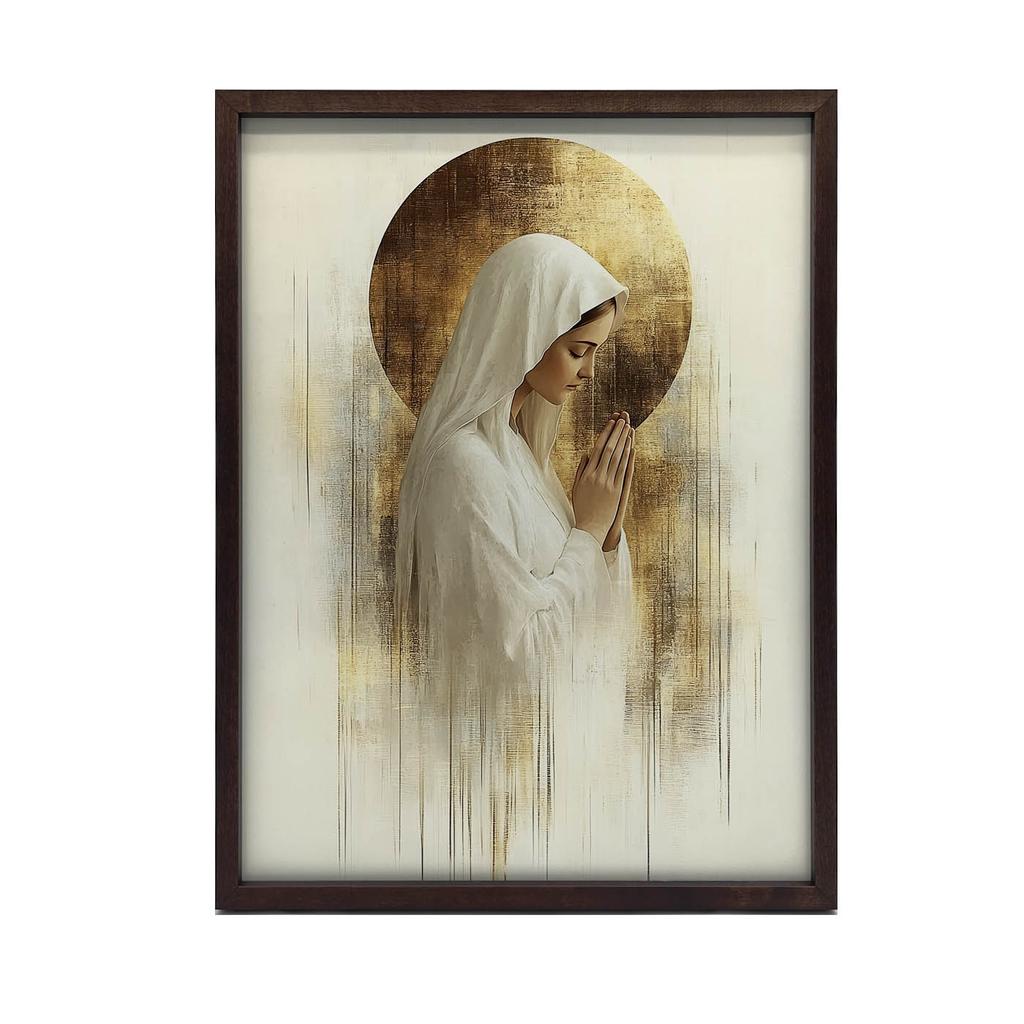 Modlitwa W Ciszy - Maryja Modlitwa W Ciszy - Maryja, 40X50 Cm, Rama Aluminiowa Złota, Papier Matowy 230 Gsm