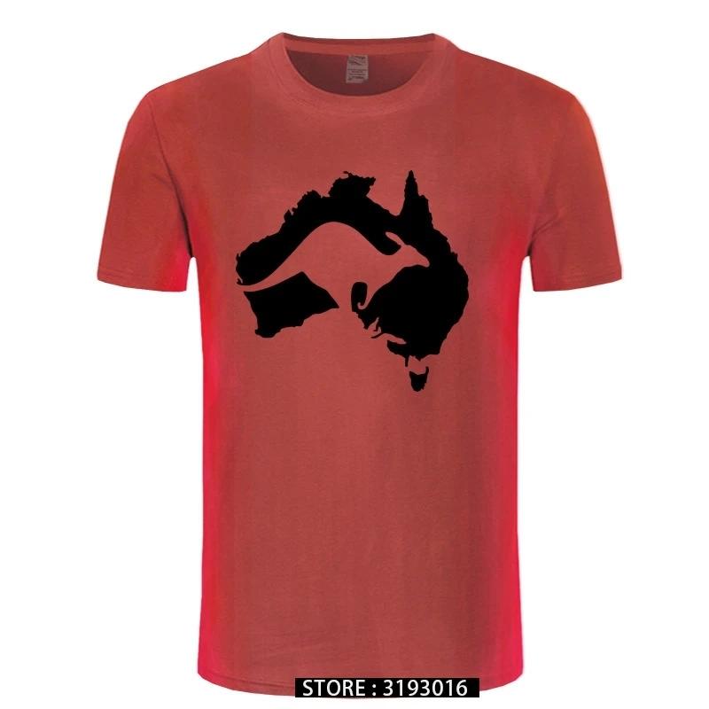 Cool Australia Map Kangaroo T Shirt Men Cotton Oneck Hip Hop Tops Harajuku Streetweaarr Australia Tshirt