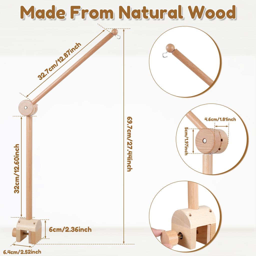 Деревянный Держатель для Мобиля на Кроватку с Музыкальным Механизмом, Подвеска-Игрушка на Кроватку, Подарок для Новорожденного, Вращающийся, Украшение для Кроватки, Бум