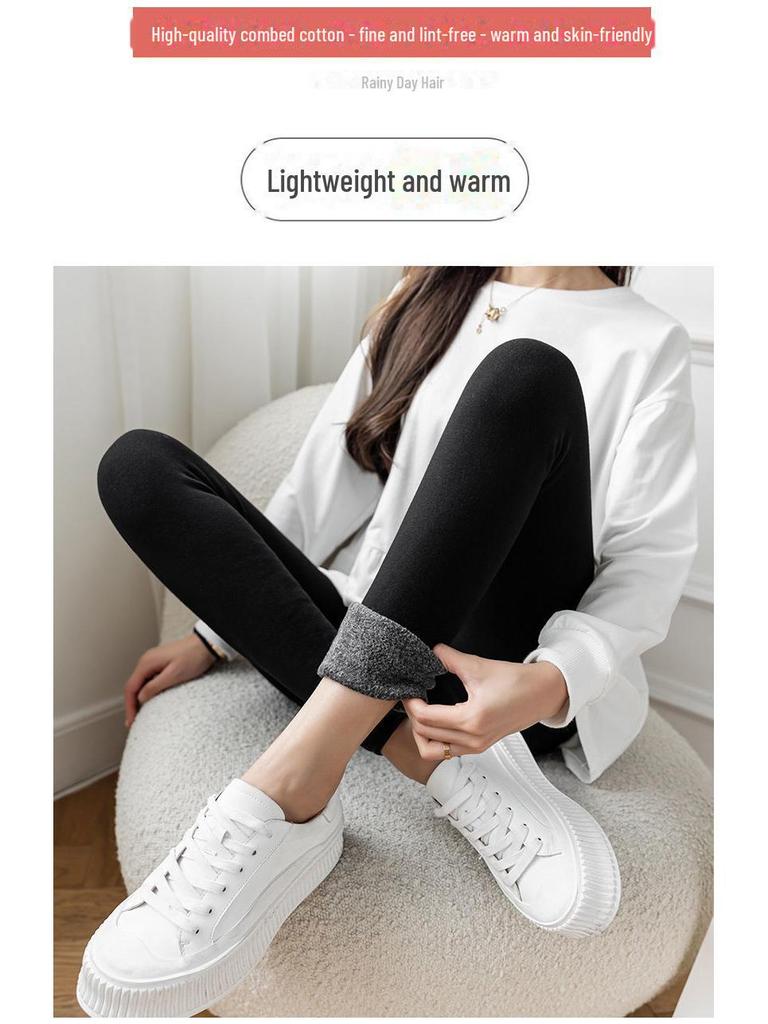 High Waist Velvet-Lined Women's Winter Leggings: Warm, Imitation Cashmere, Cotton Yoga Pants with Foot Straps
