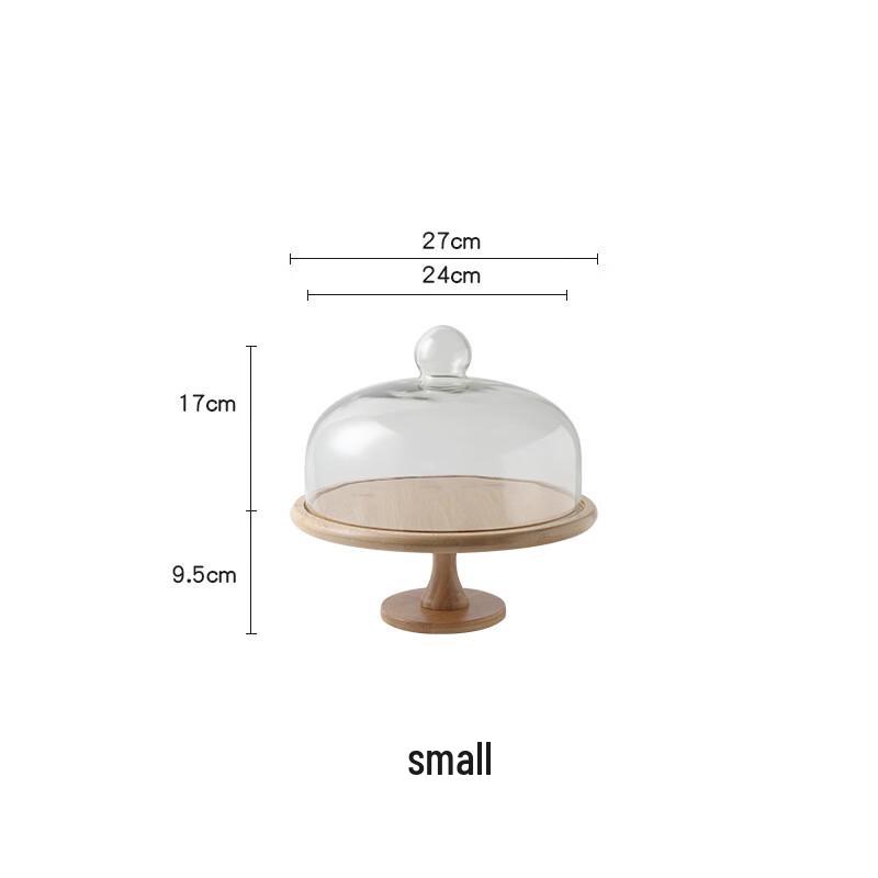 Bamboo Wood Cake and Dessert Stand with Glass Dome