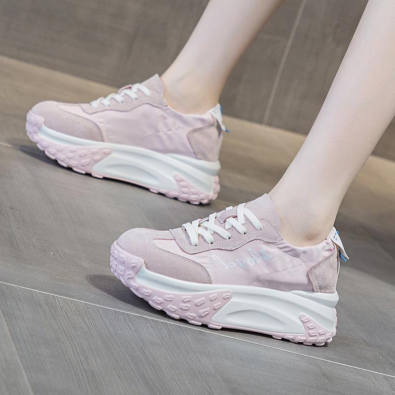 Fujin 7 см джинсовая ткань, замша, натуральная кожа, платформа на танкетке, удобные ботинки на плоской подошве, дышащие женские массивные кроссовки, летняя обувь