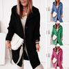 Autumn Winter Women Hooded Mid-length Knitting Coat Long Sleeve Solid Color Loose Fit Sweater Outwear Streetwear