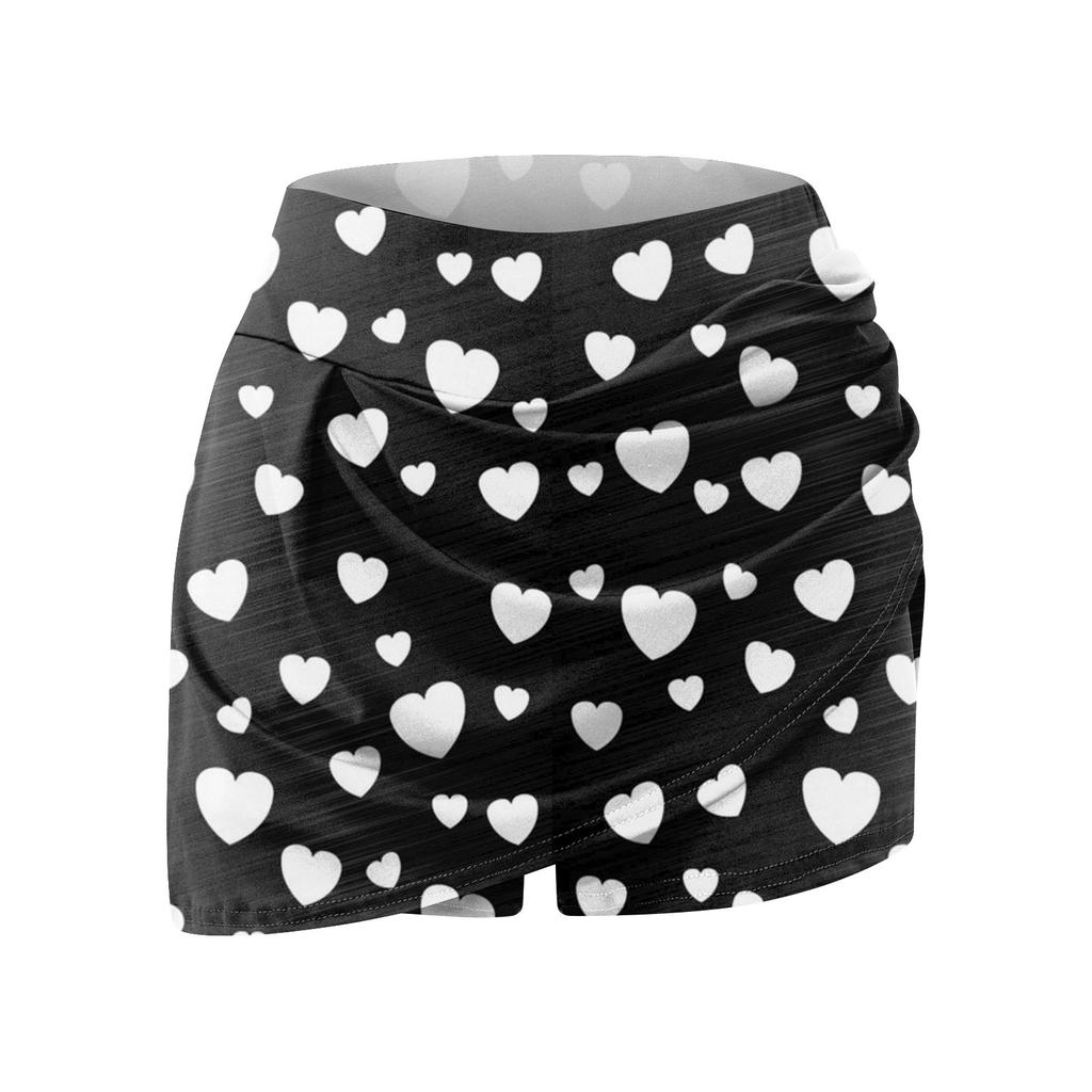 Женские спортивные эластичные плиссированные теннисные юбки с принтом ко Дню святого Валентина, внутренние шорты для занятий йогой, эластичные спортивные шорты для гольфа