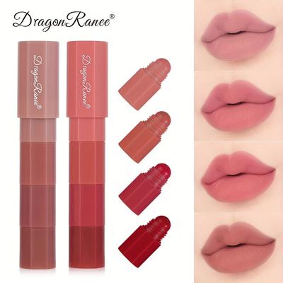 Мини-набор матовых помад Velvet Matte Lipstick 4-в-1 Стойкий и увлажняющий блеск для губ Не размазывается Легкое нанесение Ультрапортативный блеск для губ