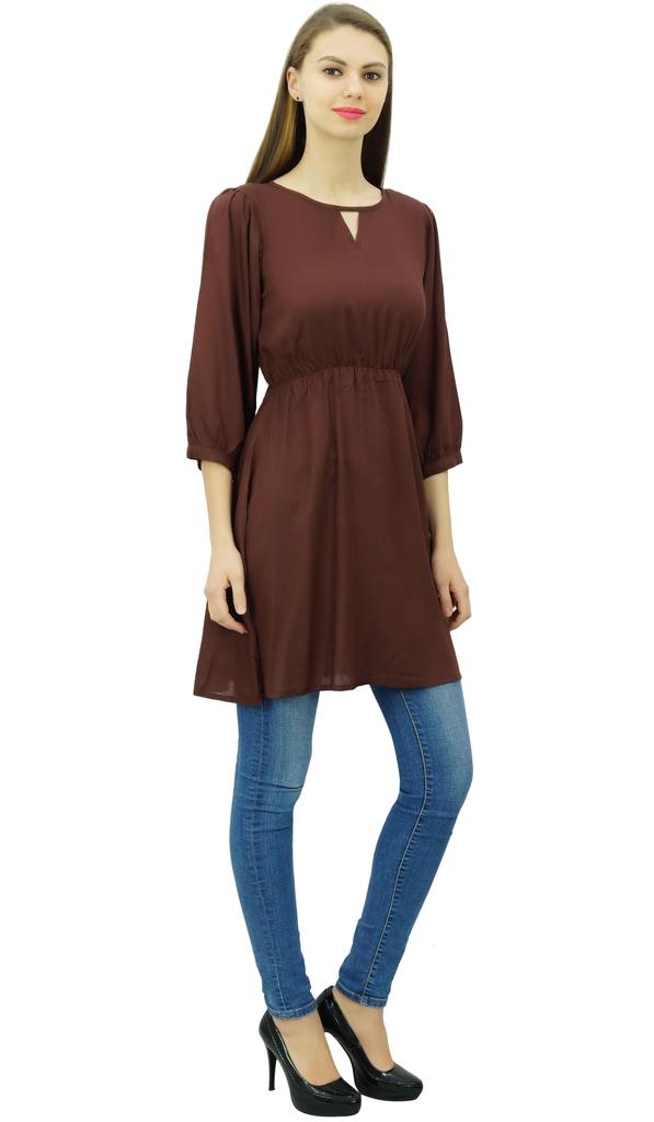 Phagun Women Tunic Top Short Kurti Elastic Waist Indian Ethnic Blouse