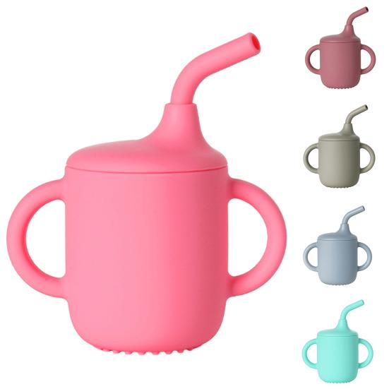 Yousheng 180 мл обучающая чашка для питья безопасная с крышкой соломинка идеальная посадка противокапельная силиконовая чашка с двойным ухом детская чашка-непроливайка детские аксессуары