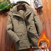 Men's Khaki Fleece-Lined Winter Work Jacket, Cold-Resistant, Cotton-Padded, Removable Outerwear