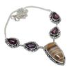 Natural Banded Agate, Amethyst 925 Sterling Silver Jewelry Necklace 18" u9A03